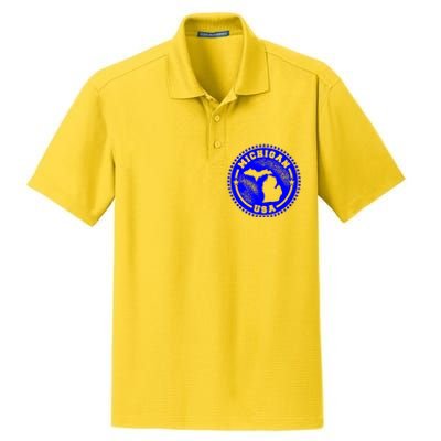 Michigan USA Blue Logo Dry Zone Grid Polo