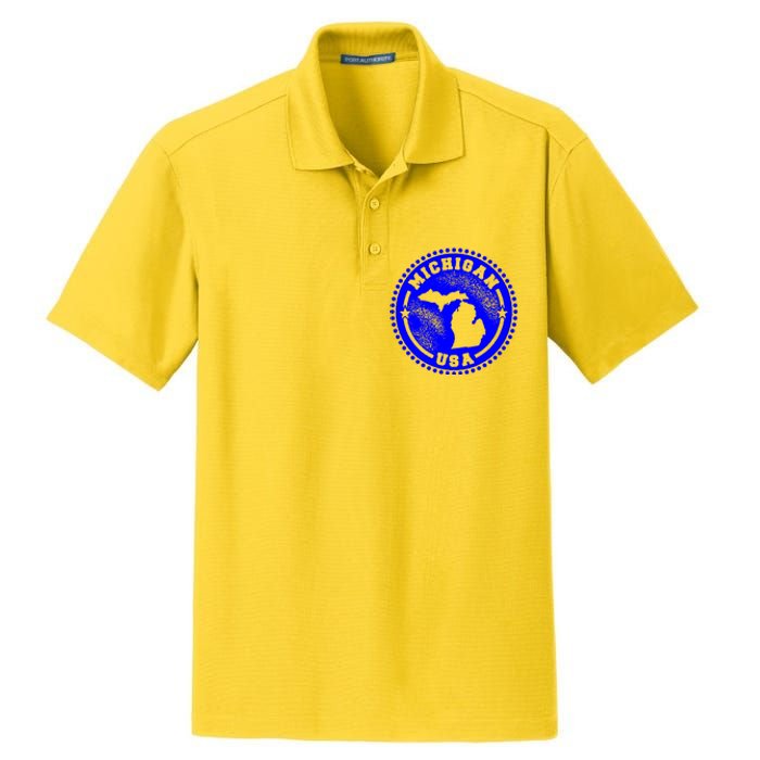 Michigan USA Blue Logo Dry Zone Grid Polo