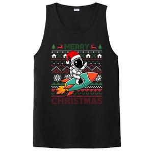 Merry Ugly Christmas Santa Hat Astronaut Riding Rocket Xmas PosiCharge Competitor Tank