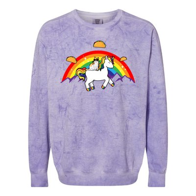 Magical Unicorn Cat Taco Rainbow Colorblast Crewneck Sweatshirt