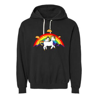 Magical Unicorn Cat Taco Rainbow Garment-Dyed Fleece Hoodie