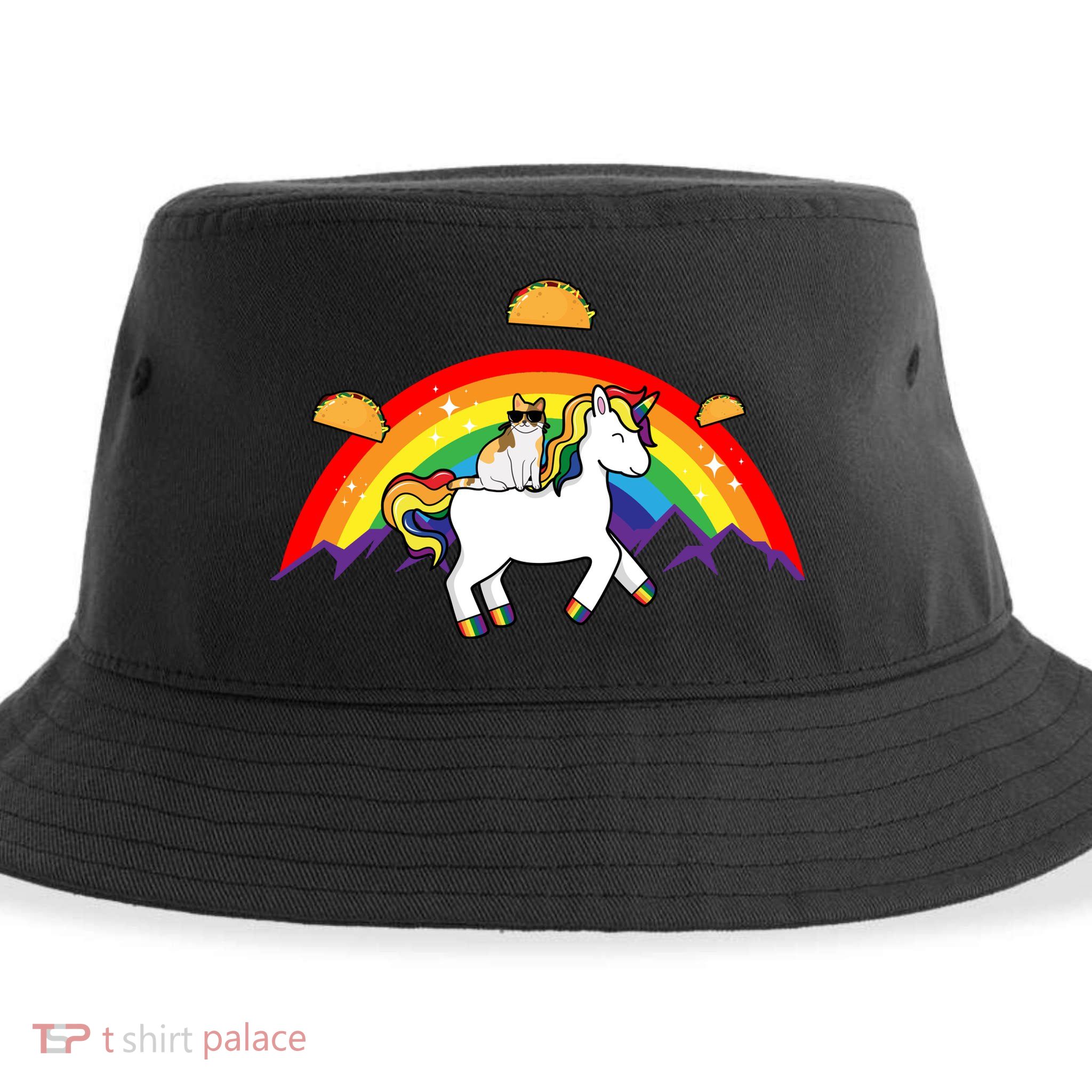 Magical Unicorn Cat Taco Rainbow Sustainable Bucket Hat