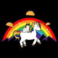 Magical Unicorn Cat Taco Rainbow 7-Panel Snapback Hat