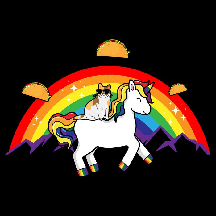 Magical Unicorn Cat Taco Rainbow 7-Panel Snapback Hat
