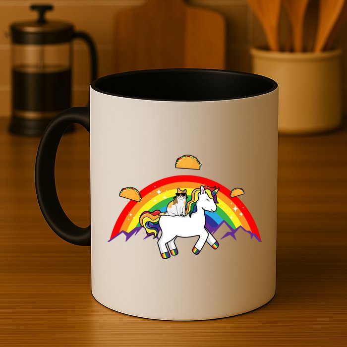 Magical Unicorn Cat Taco Rainbow Mug