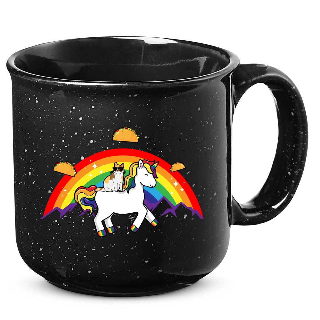 Magical Unicorn Cat Taco Rainbow 15oz Campfire Ceramic Mug