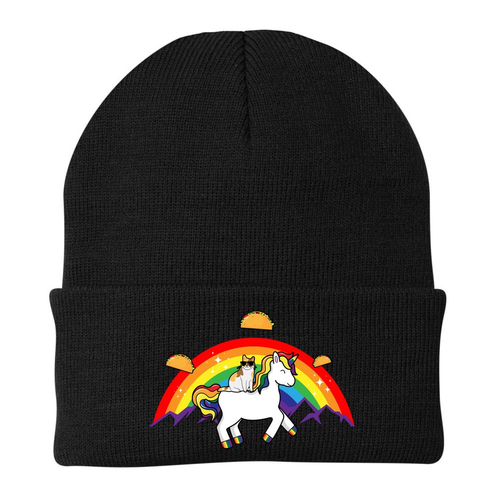 Magical Unicorn Cat Taco Rainbow Beanie
