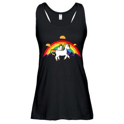 Magical Unicorn Cat Taco Rainbow Ladies Essential Flowy Tank