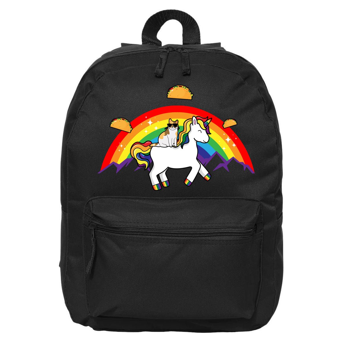Magical Unicorn Cat Taco Rainbow 16 in Basic Backpack