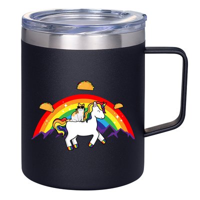 Magical Unicorn Cat Taco Rainbow 12oz Stainless Steel Coffee Mug