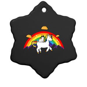 Magical Unicorn Cat Taco Rainbow Ceramic Star Ornament