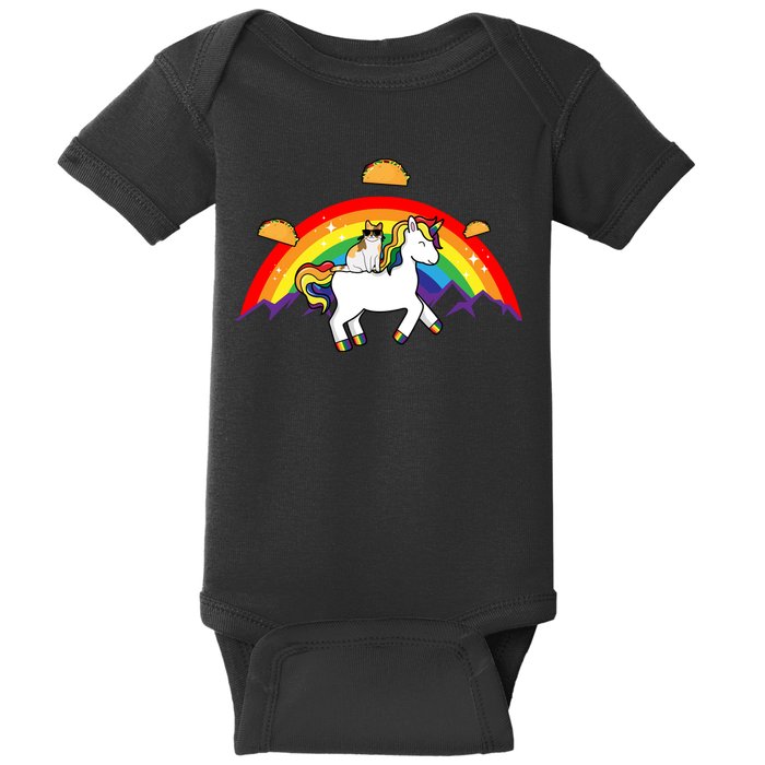 Magical Unicorn Cat Taco Rainbow Baby Bodysuit