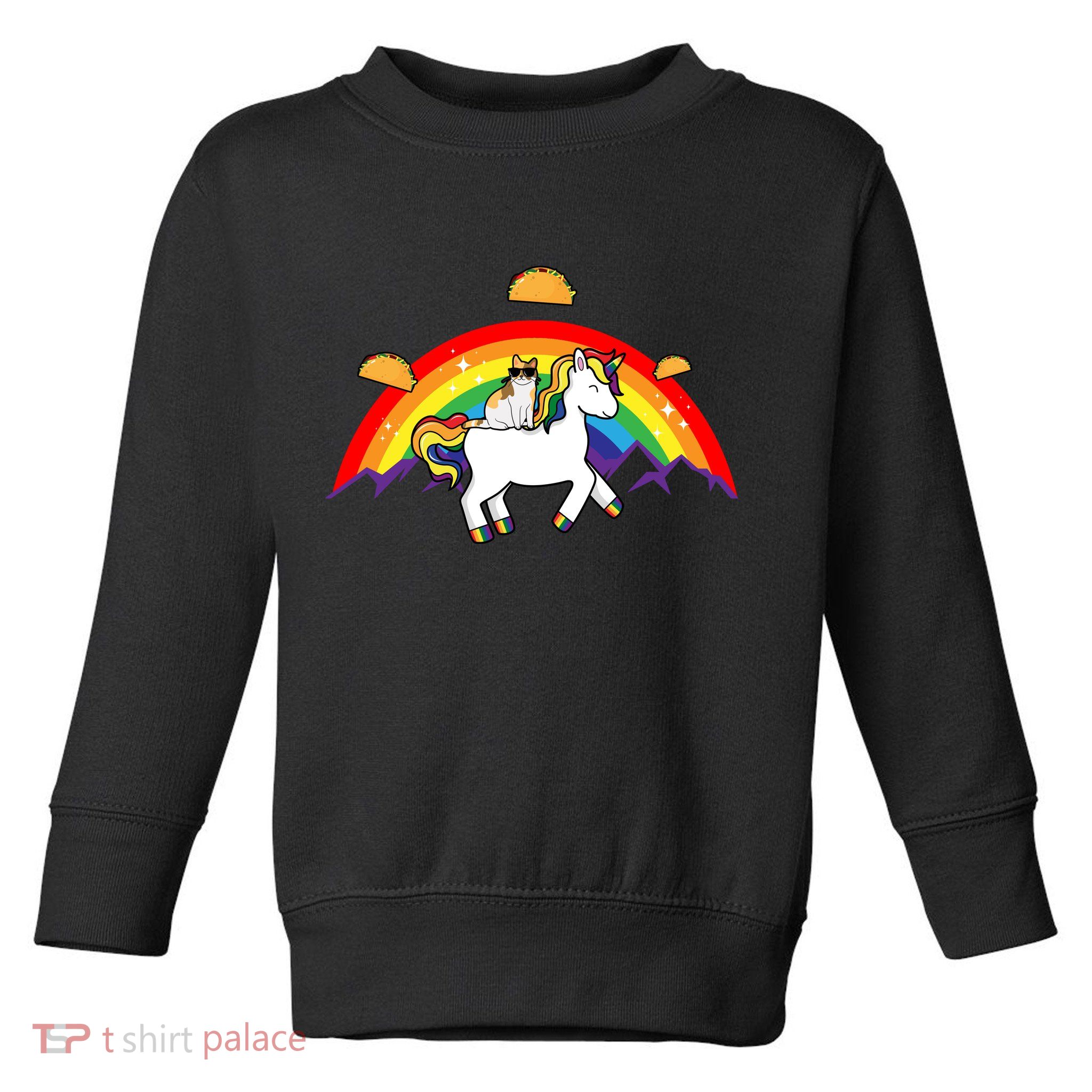 Magical Unicorn Cat Taco Rainbow Toddler Sweatshirt