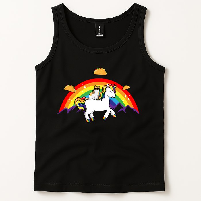 Magical Unicorn Cat Taco Rainbow Tank Top