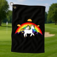 Magical Unicorn Cat Taco Rainbow Golf Towel