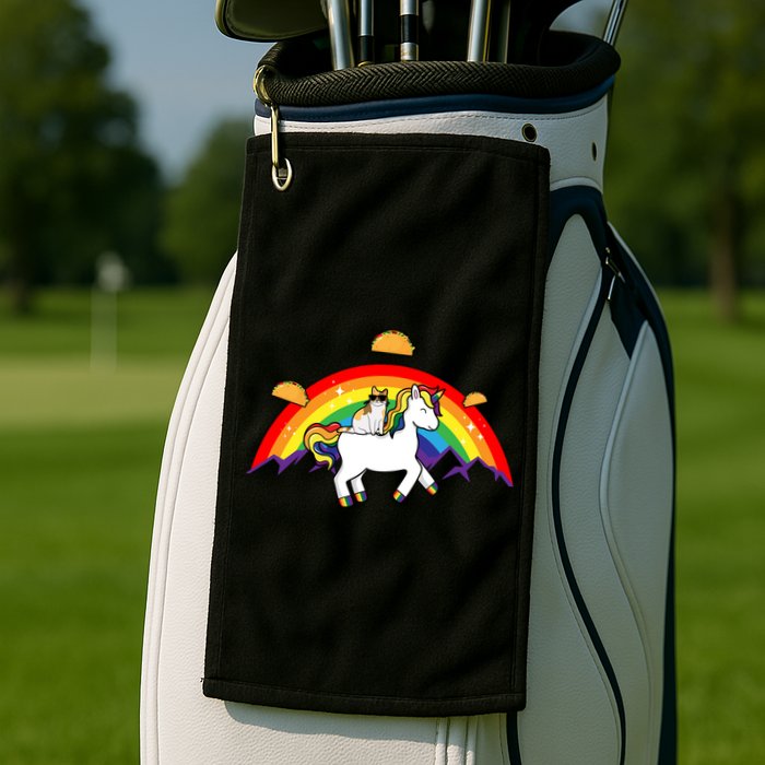 Magical Unicorn Cat Taco Rainbow Golf Towel
