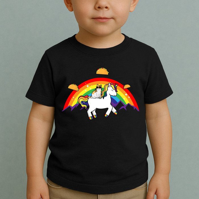 Magical Unicorn Cat Taco Rainbow Toddler T-Shirt