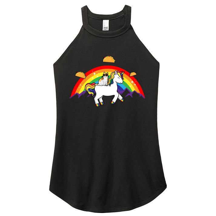 Magical Unicorn Cat Taco Rainbow Women's Perfect Tri Rocker Tank