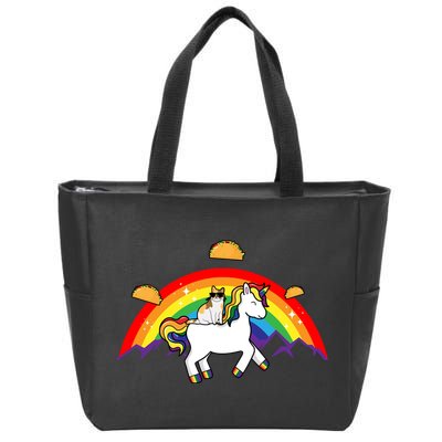 Magical Unicorn Cat Taco Rainbow Zip Tote Bag