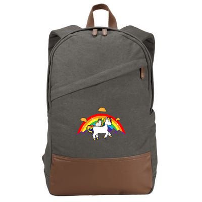 Magical Unicorn Cat Taco Rainbow Cotton Canvas Backpack