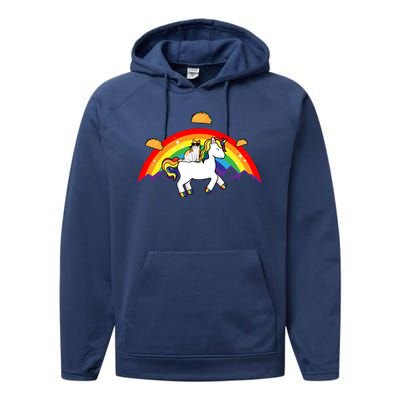 Magical Unicorn Cat Taco Rainbow Performance Fleece Hoodie