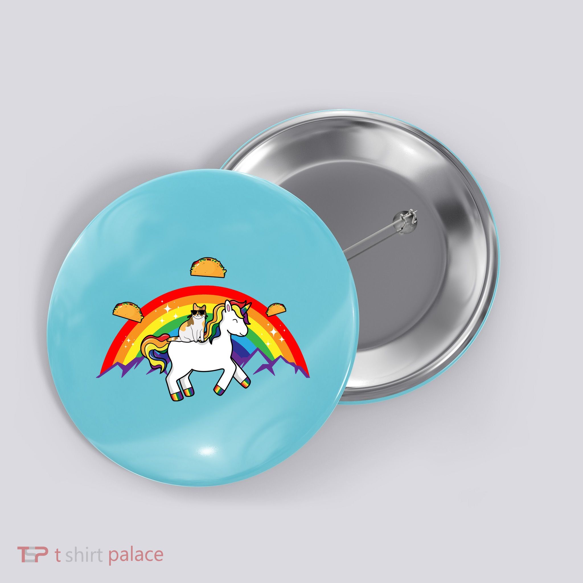 Magical Unicorn Cat Taco Rainbow Button