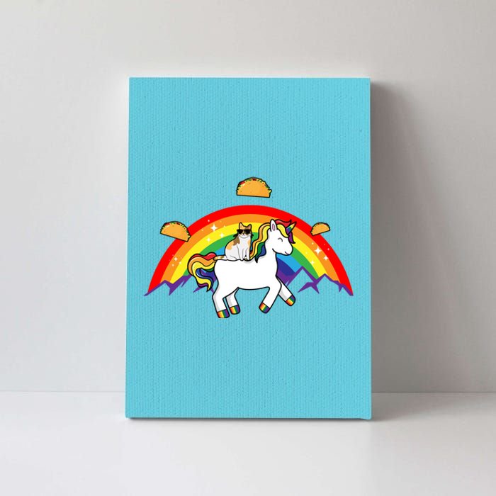 Magical Unicorn Cat Taco Rainbow Canvas