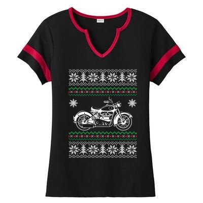 Motorcycle Ugly Christmas Motorcycle Rider Xmas Party Biker Gift Ladies Halftime Notch Neck Tee