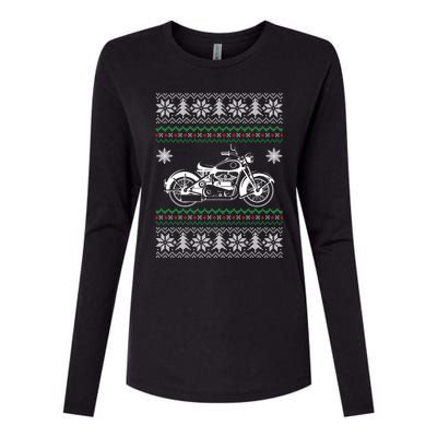 Motorcycle Ugly Christmas Motorcycle Rider Xmas Party Biker Gift Womens Cotton Relaxed Long Sleeve T-Shirt