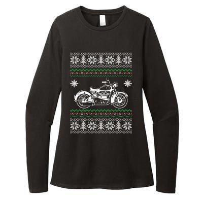 Motorcycle Ugly Christmas Motorcycle Rider Xmas Party Biker Gift Womens CVC Long Sleeve Shirt