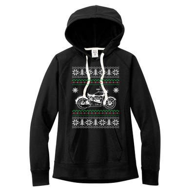 Motorcycle Ugly Christmas Motorcycle Rider Xmas Party Biker Gift Women's Fleece Hoodie