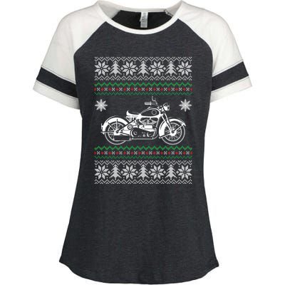 Motorcycle Ugly Christmas Motorcycle Rider Xmas Party Biker Gift Enza Ladies Jersey Colorblock Tee