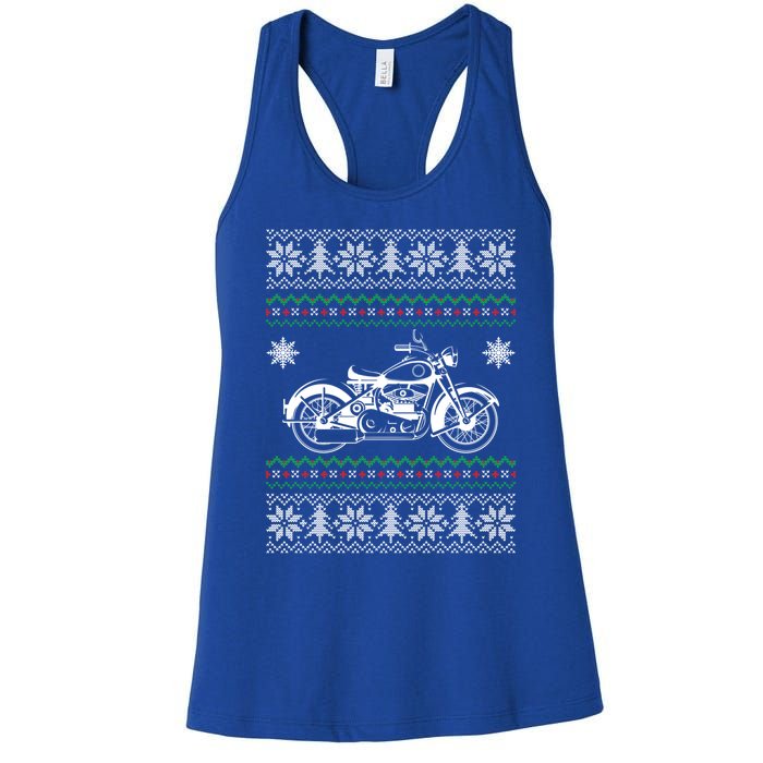 Motorcycle Ugly Christmas Motorcycle Rider Xmas Party Biker Gift Women's Racerback Tank