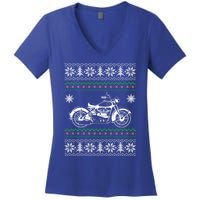 Motorcycle Ugly Christmas Motorcycle Rider Xmas Party Biker Gift Women's V-Neck T-Shirt