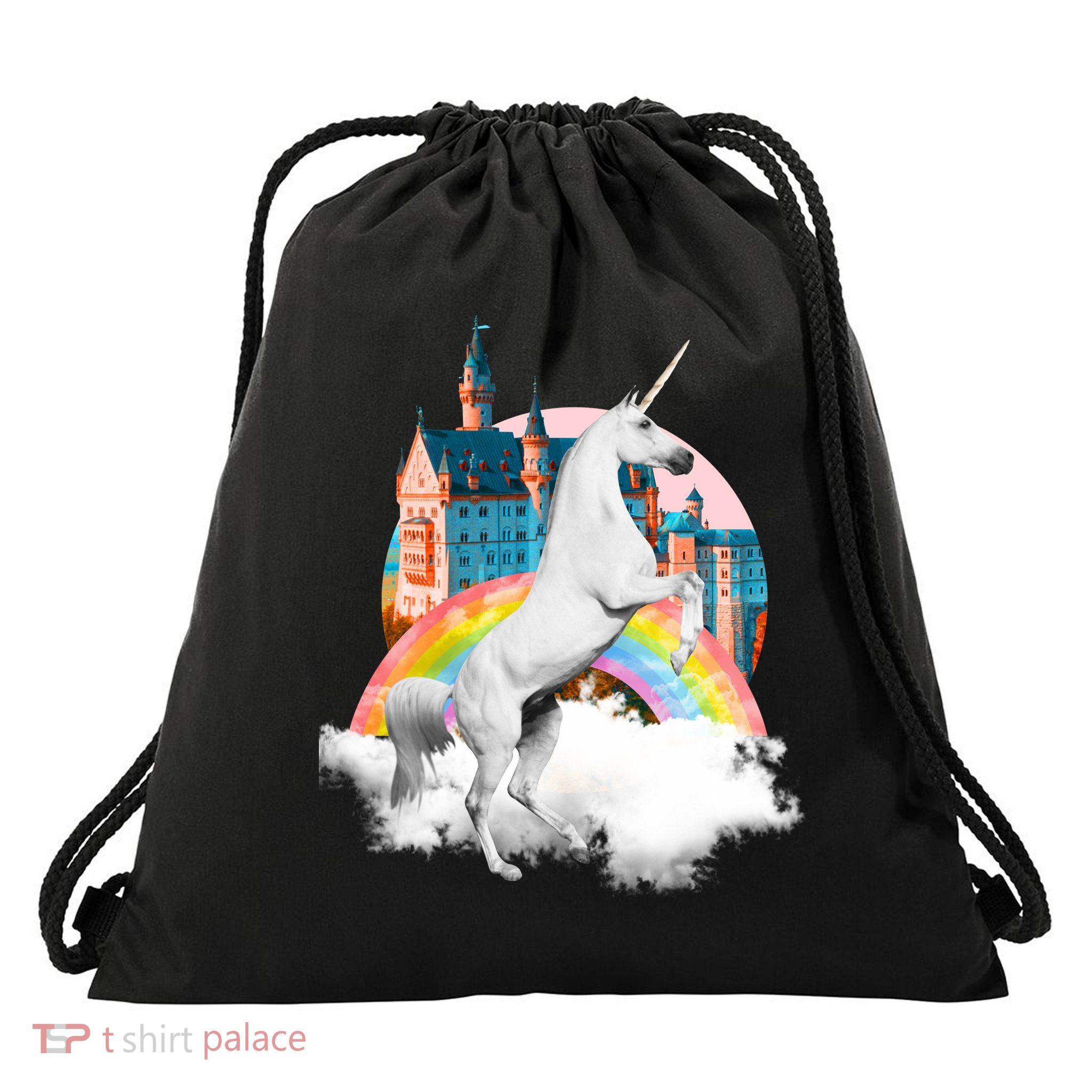 Magical Unicorn Castle Drawstring Bag