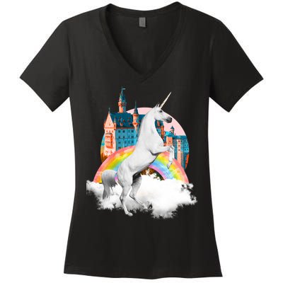 Magical Unicorn Castle Women's V-Neck T-Shirt