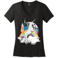 Magical Unicorn Castle Women's V-Neck T-Shirt