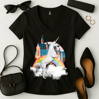 Magical Unicorn Castle Women's V-Neck T-Shirt