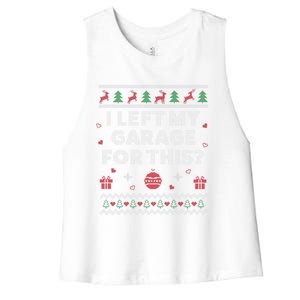 Mechanic Ugly Christmas Funny Garage Car Xmas Funny Gift Women's Racerback Cropped Tank