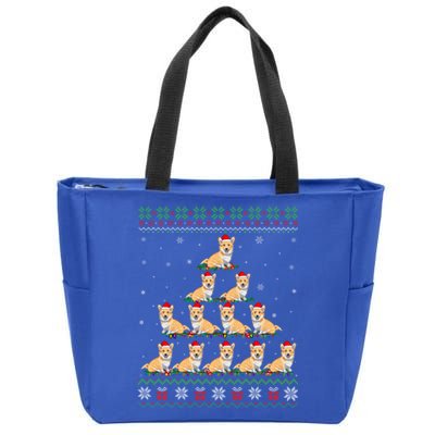 Matching Ugly Christmas Ornat Decor Xmas Corgi Dog Tree Funny Gift Zip Tote Bag