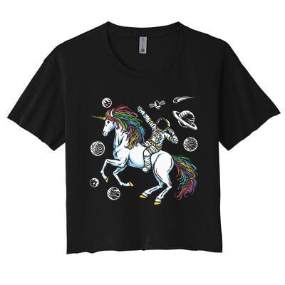 Magical Unicorn Cosmonaut Gift Space Travel Astronaut Women's Crop Top Tee