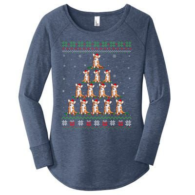 Matching Ugly Christmas Ornat Decor Xmas Welsh Corgi Tree Gift Women's Perfect Tri Tunic Long Sleeve Shirt