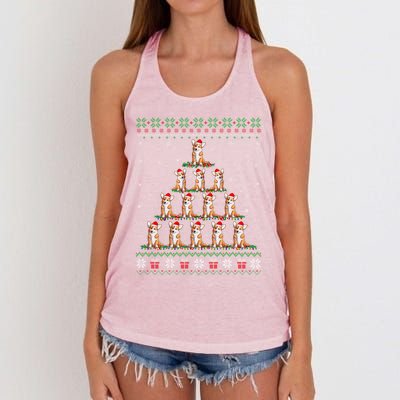 Matching Ugly Christmas Ornat Decor Xmas Welsh Corgi Tree Gift Women's Knotted Racerback Tank