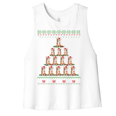 Matching Ugly Christmas Ornat Decor Xmas Welsh Corgi Tree Gift Women's Racerback Cropped Tank