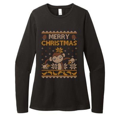 Monkey Ugly Christmas Jungle Gorilla Bananas Cute Gift Womens CVC Long Sleeve Shirt