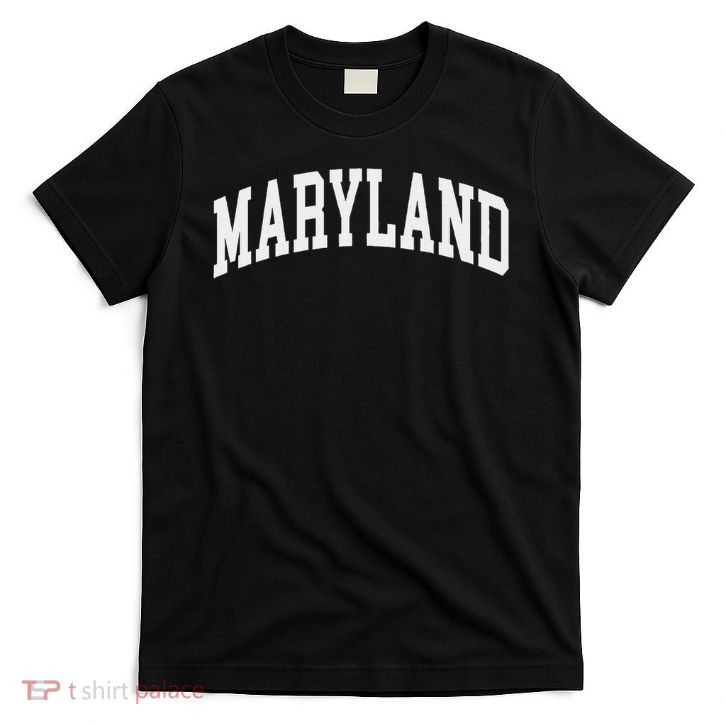 Maryland Us College Font Proud American Usa States T-Shirt