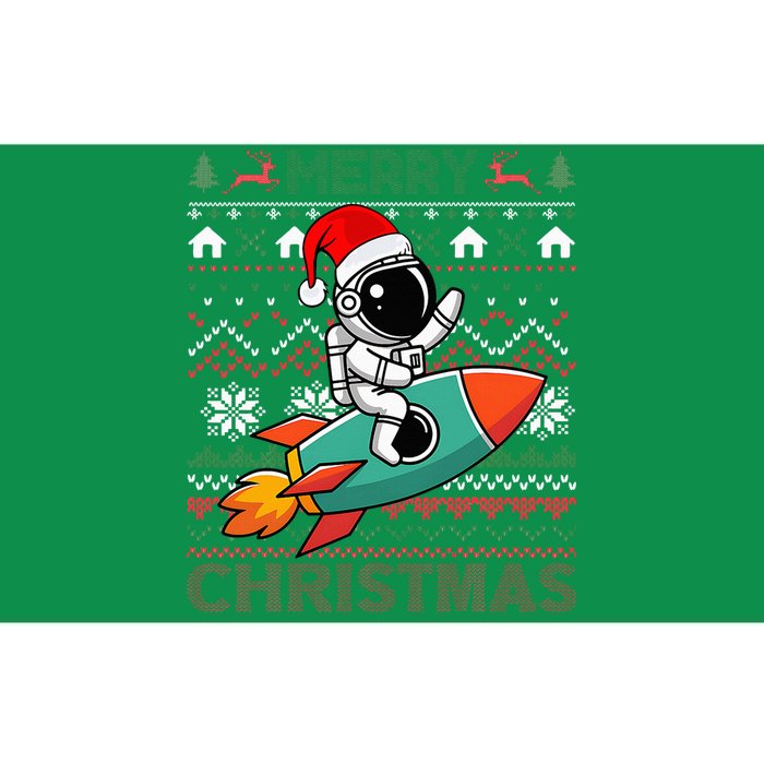 Merry Ugly Christmas Santa Hat Astronaut Riding Rocket Xmas Bumper Sticker