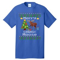 Moose Ugly Christmas Sweater Merry Chrismoose Funny Moose Funny Gift Tall T-Shirt