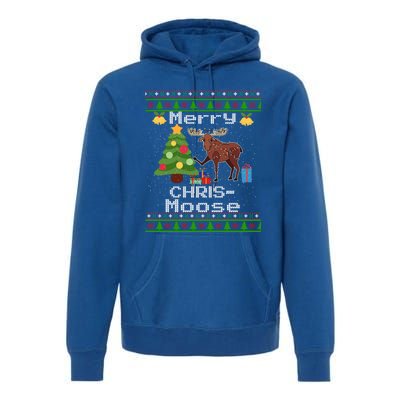 Moose Ugly Christmas Sweater Merry Chrismoose Funny Moose Funny Gift Premium Hoodie