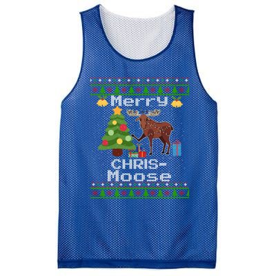 Moose Ugly Christmas Sweater Merry Chrismoose Funny Moose Funny Gift Mesh Reversible Basketball Jersey Tank